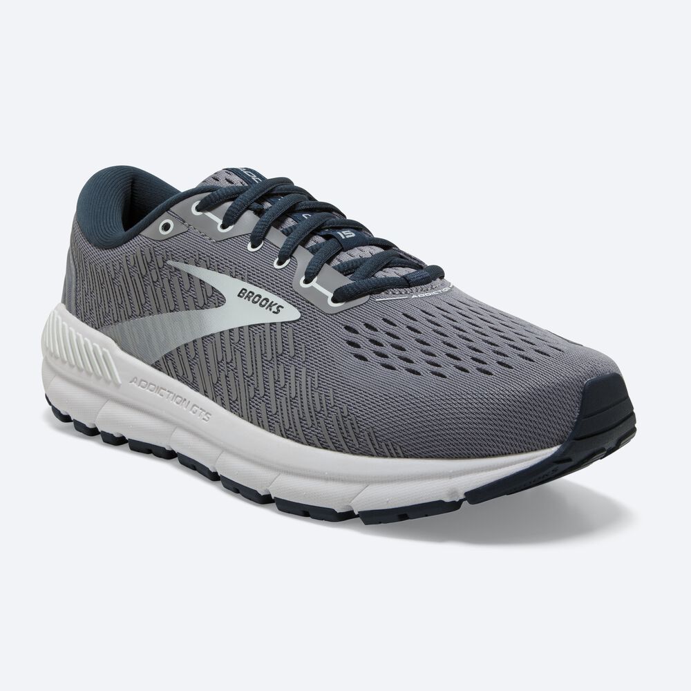 Zapatillas Running Brooks Addiction GTS 15 Mujer Gris/Azul Marino/Turquesa Claro | CR54192