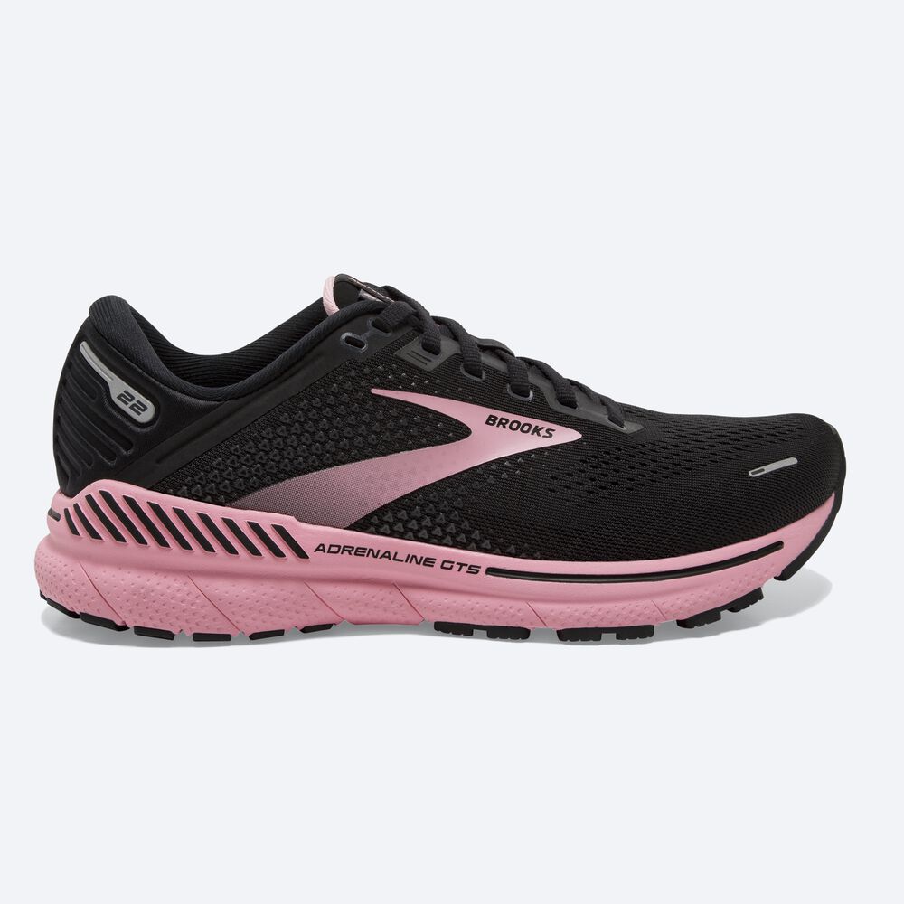 Zapatillas Running Brooks Adrenaline GTS 22 Mujer Negras/Plateadas | CR04923