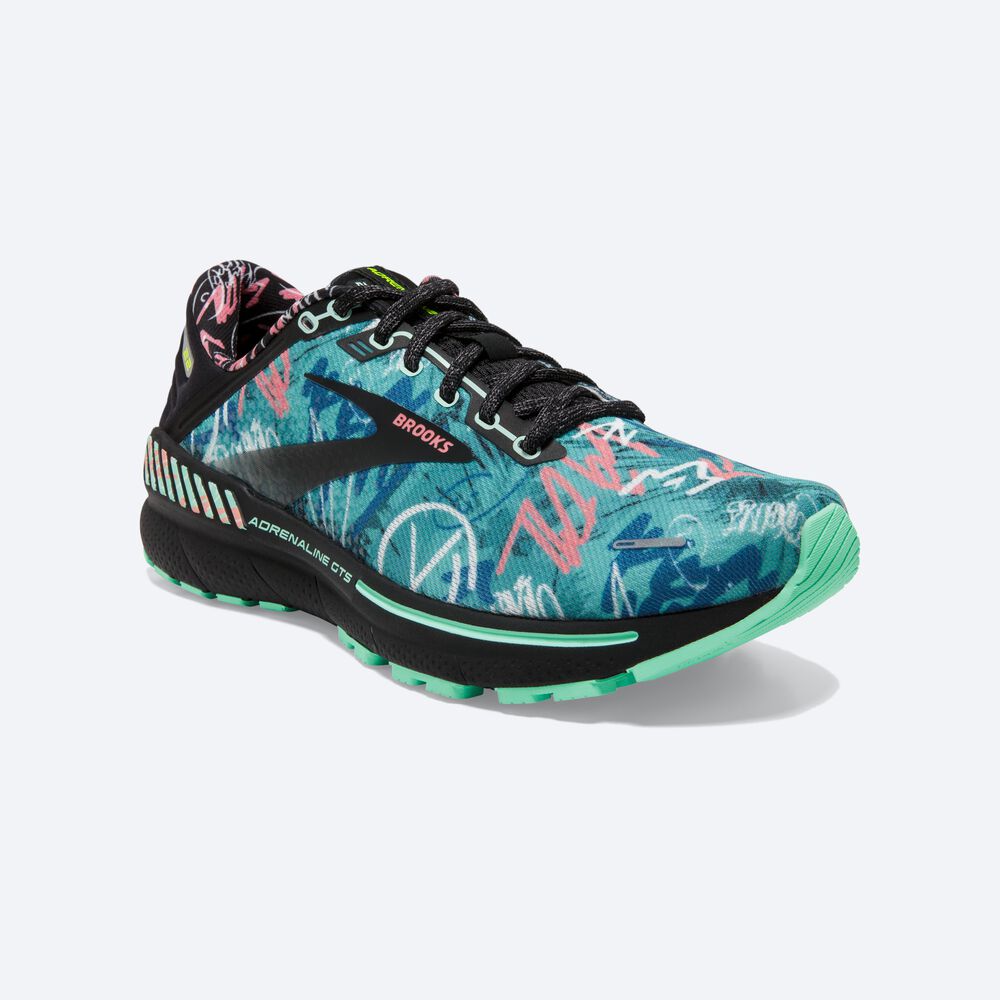 Zapatillas Running Brooks Adrenaline GTS 22 Mujer Negras/Verde/Rosas | CR26745