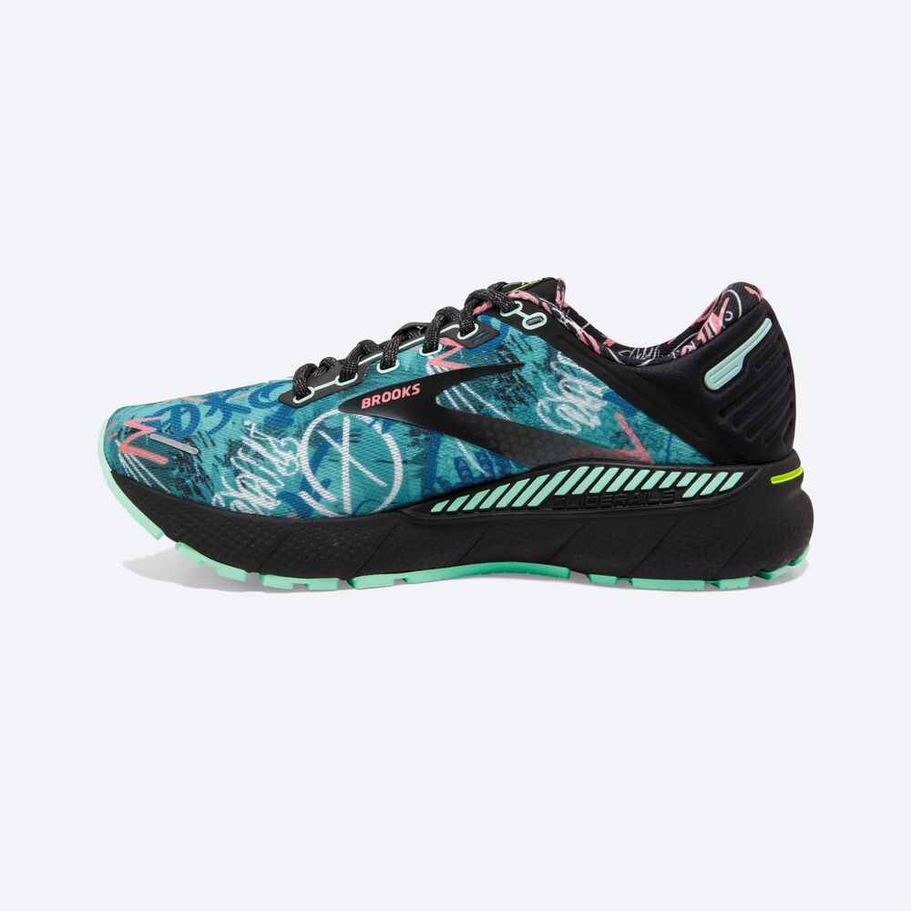 Zapatillas Running Brooks Adrenaline GTS 22 Mujer Negras/Verde/Rosas | CR26745