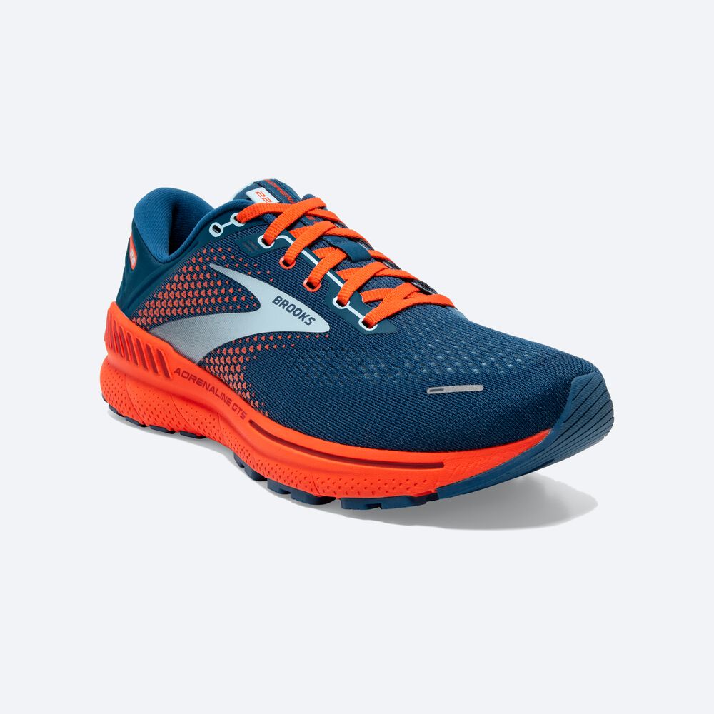 Zapatillas Running Brooks Adrenaline GTS 22 Hombre Azules/Azules Claro/Naranjas | CR35876