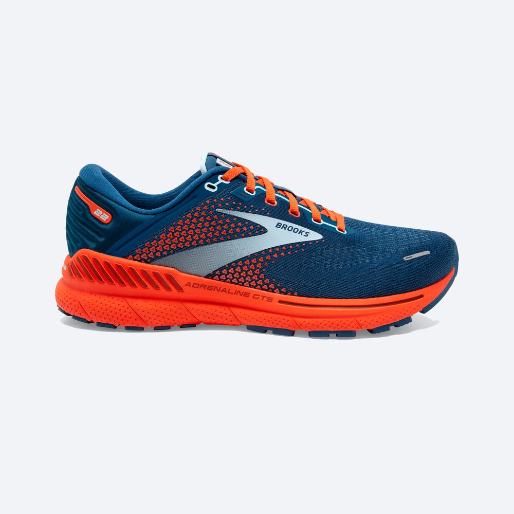 Zapatillas Running Brooks Adrenaline GTS 22 Hombre Azules/Azules Claro/Naranjas | CR35876