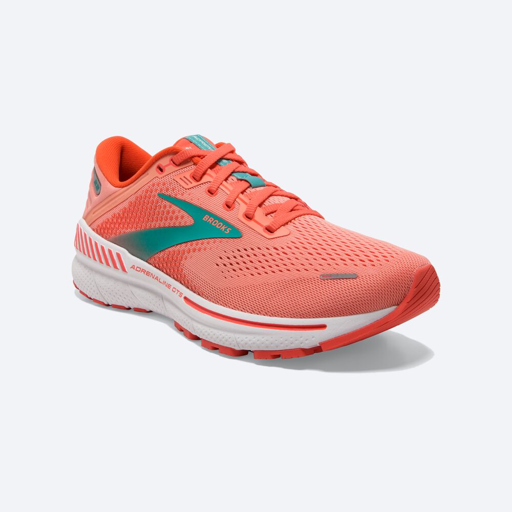 Zapatillas Running Brooks Adrenaline GTS 22 Mujer Coral/Blancas | CR63489