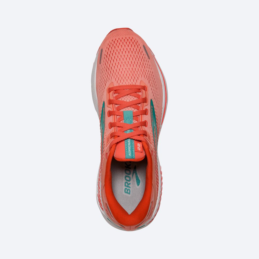 Zapatillas Running Brooks Adrenaline GTS 22 Mujer Coral/Blancas | CR63489