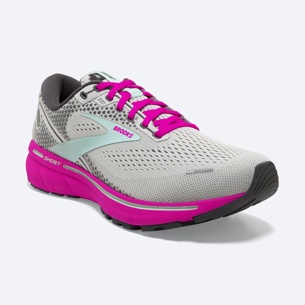 Zapatillas Running Brooks Ghost 14 Mujer Gris/Verde/Rosas | CR80256