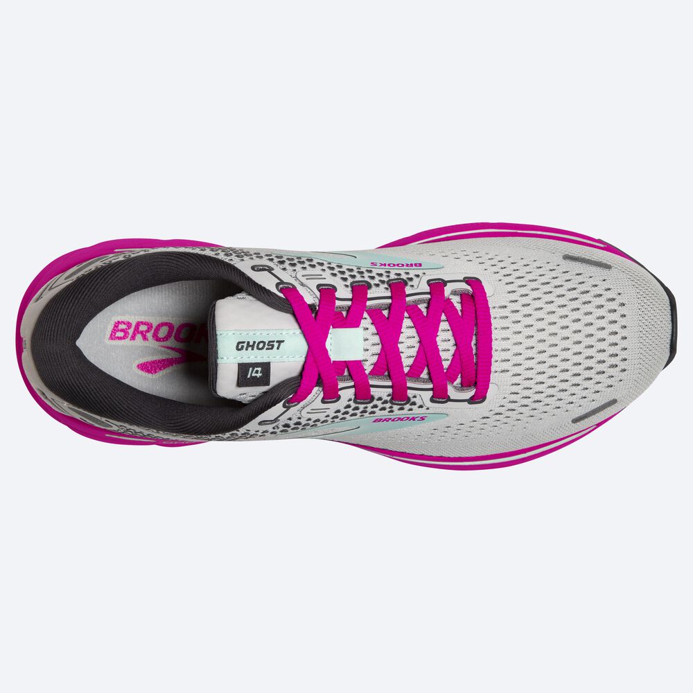 Zapatillas Running Brooks Ghost 14 Mujer Gris/Verde/Rosas | CR80256