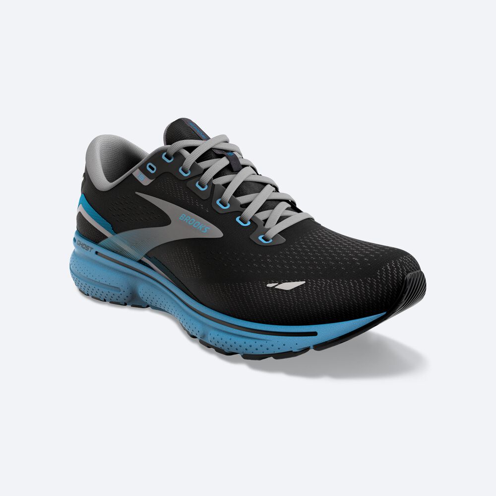 Zapatillas Running Brooks Ghost 15 Hombre Negras/Azules | CR32956