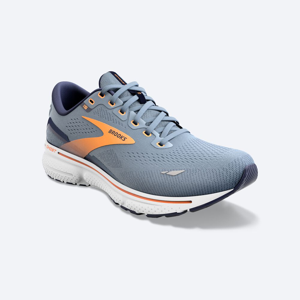 Zapatillas Running Brooks Ghost 15 Hombre Gris/Azul Marino/Naranjas | CR60928