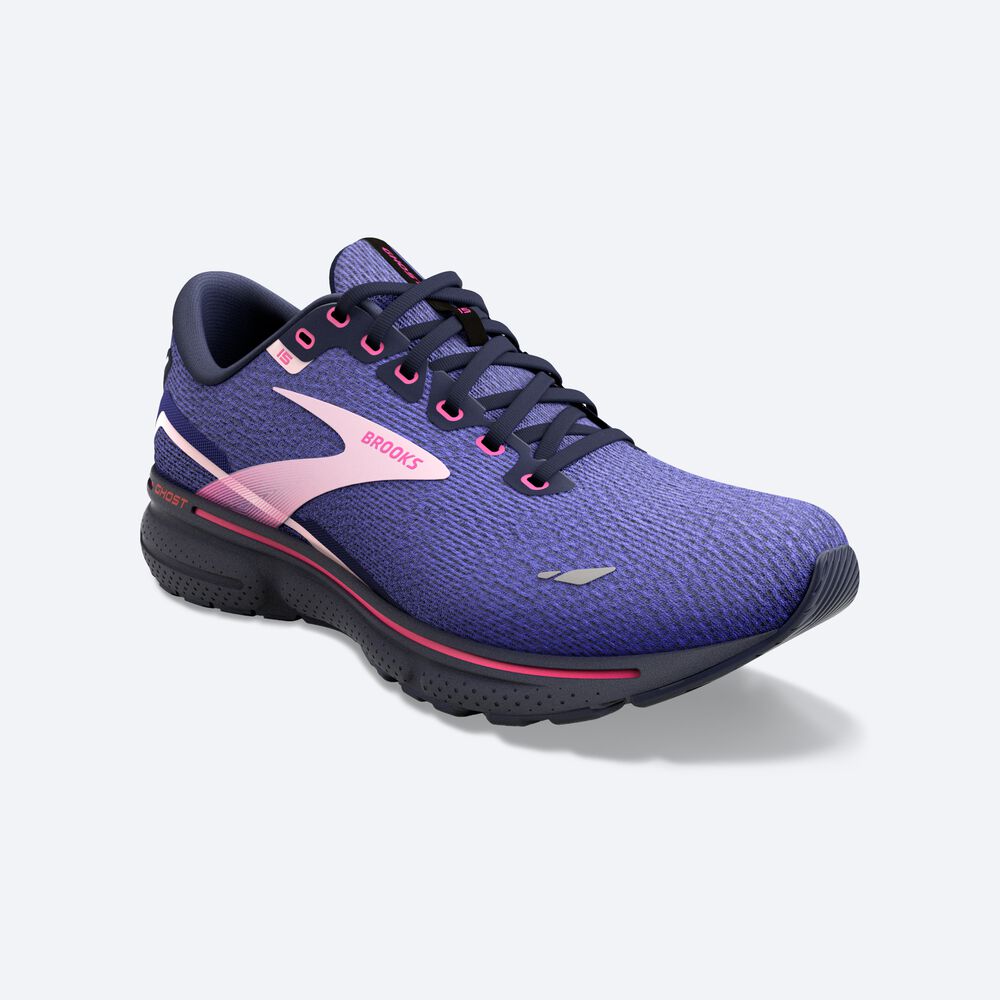 Zapatillas Running Brooks Ghost 15 Mujer Azules/Azul Marino/Rosas | CR27183