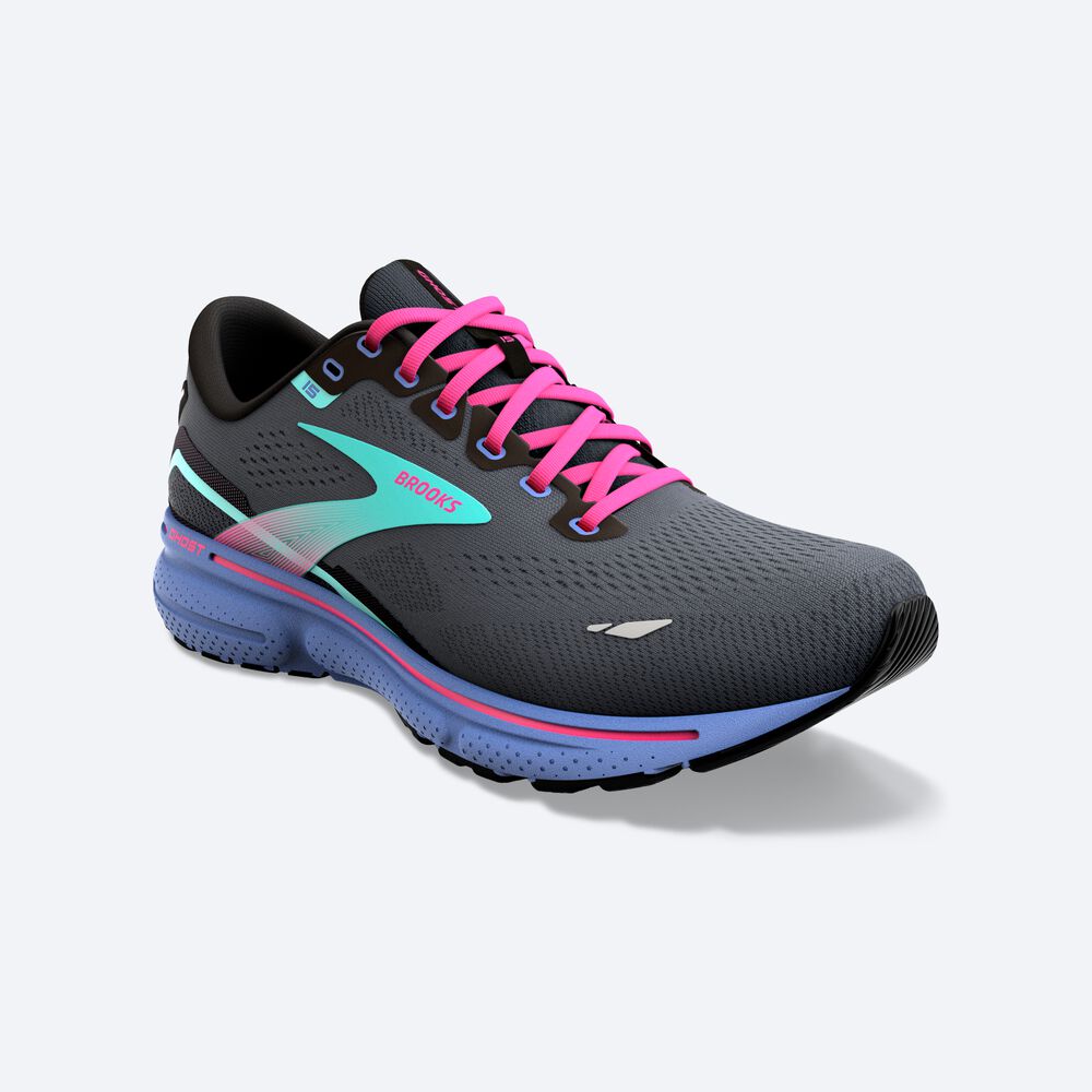 Zapatillas Running Brooks Ghost 15 Mujer Negras/Azules | CR58267