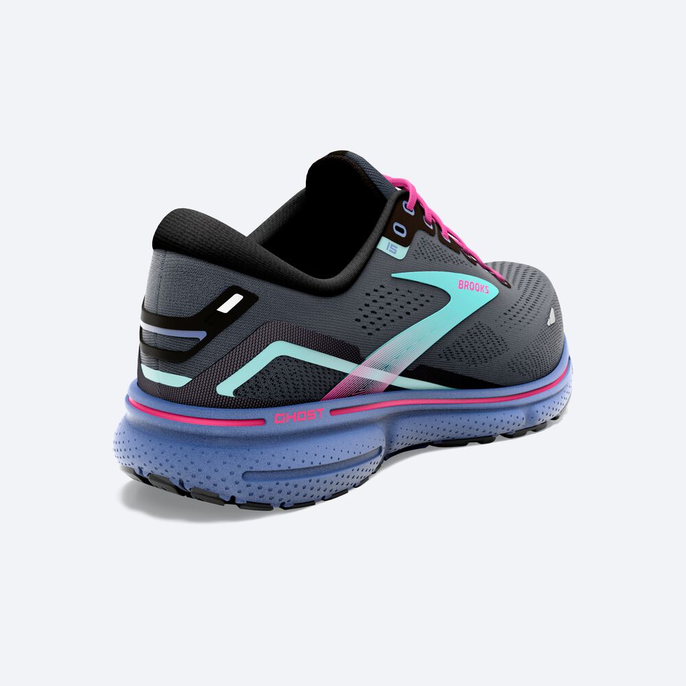 Zapatillas Running Brooks Ghost 15 Mujer Negras/Azules | CR58267