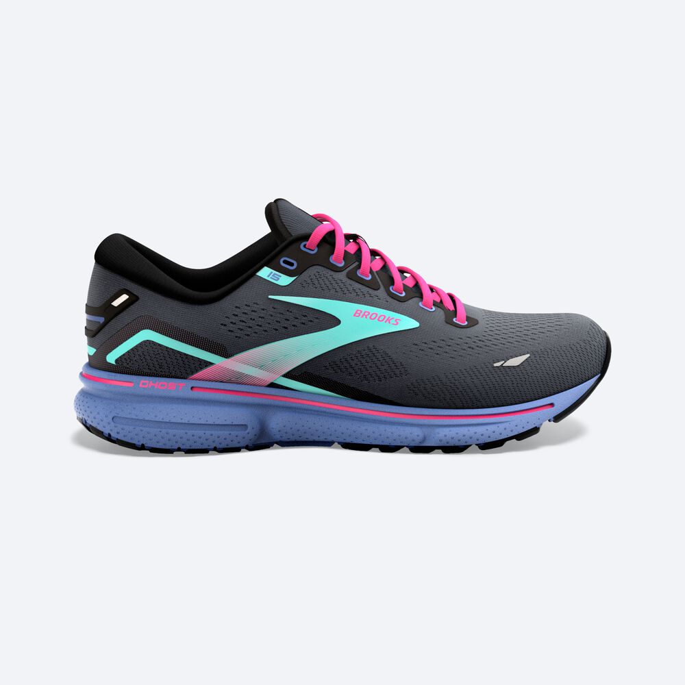 Zapatillas Running Brooks Ghost 15 Mujer Negras/Azules | CR58267