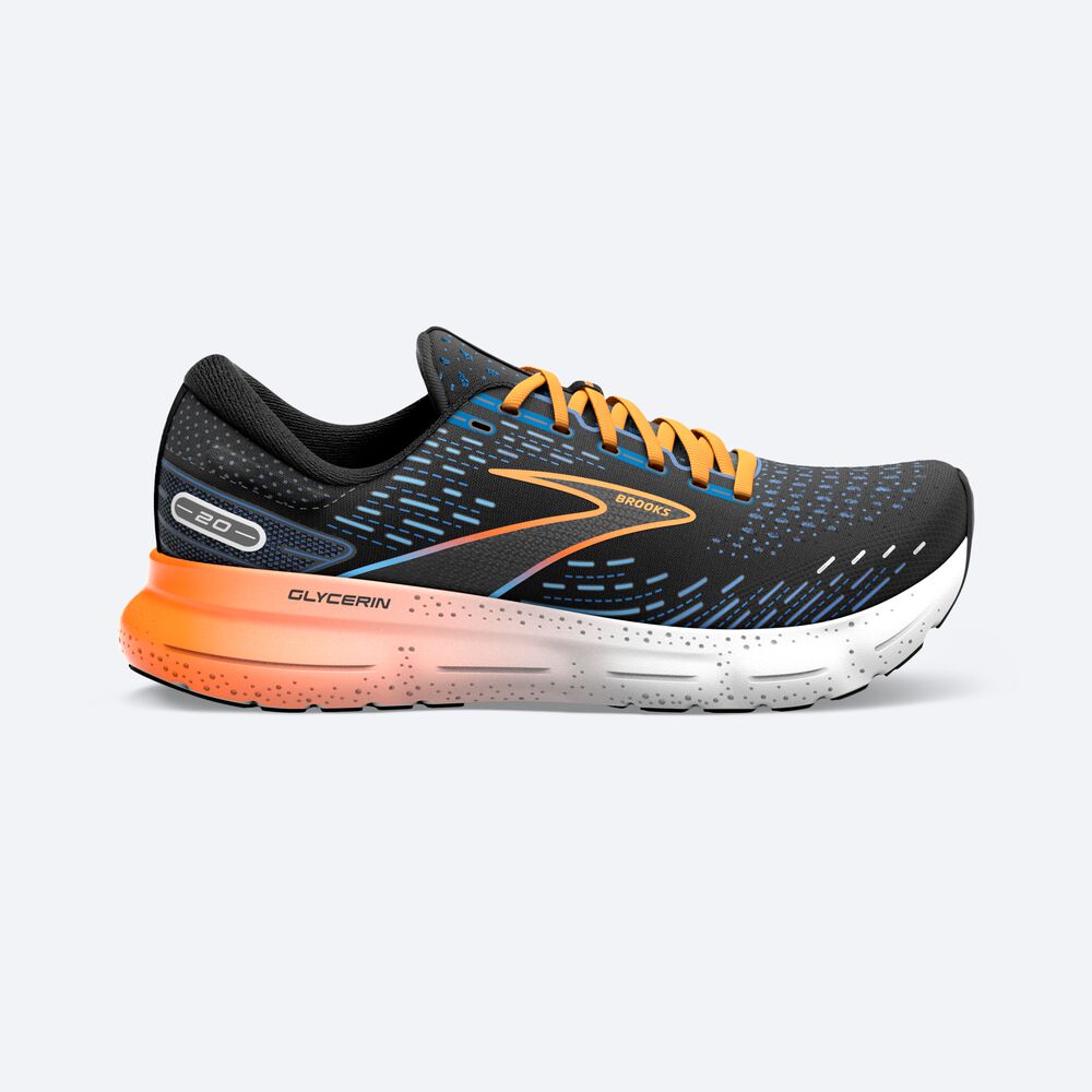 Zapatillas Running Brooks Glycerin 20 Hombre Negras/Azules/Naranjas | CR04376