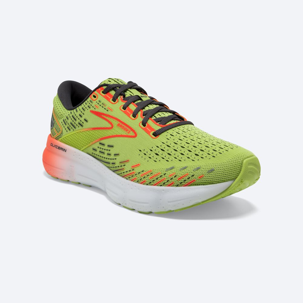 Zapatillas Running Brooks Glycerin 20 Hombre Verde Claro/Rojas | CR60187