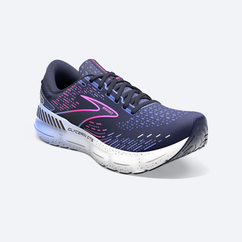 Zapatillas Running Brooks Glycerin GTS 20 Mujer Azul Marino/Azules/Rosas | CR57360