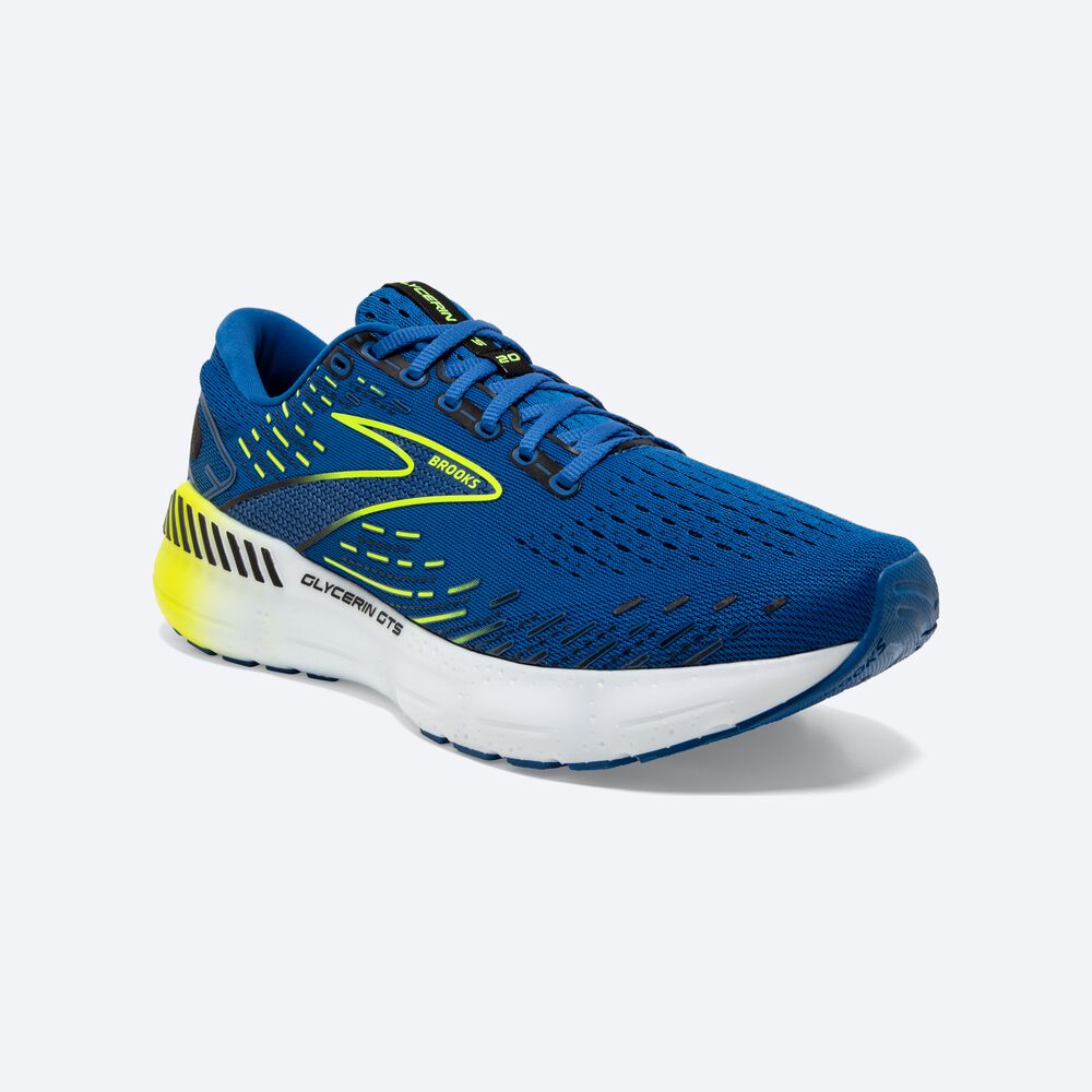 Zapatillas Running Brooks Glycerin GTS 20 Hombre Azules/Blancas | CR65049