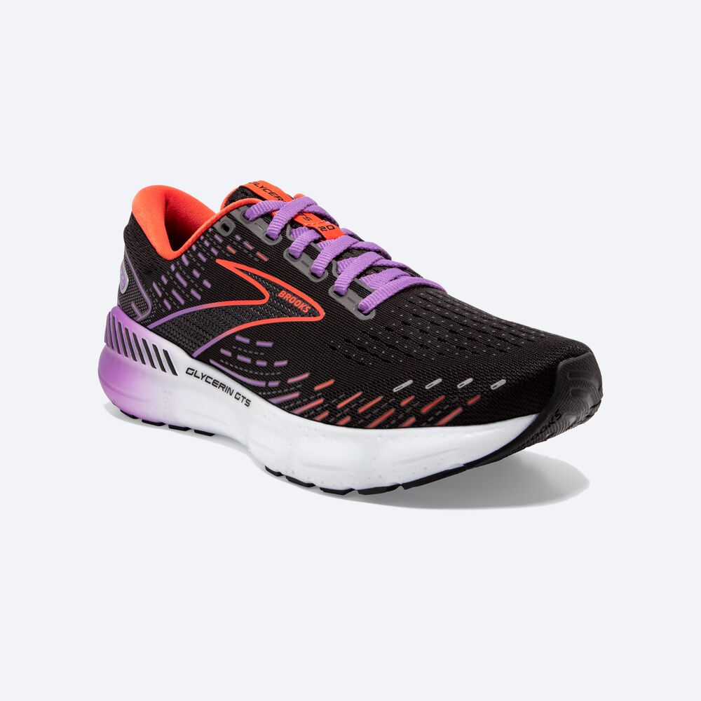 Zapatillas Running Brooks Glycerin GTS 20 Mujer Negras/Flores | CR74093