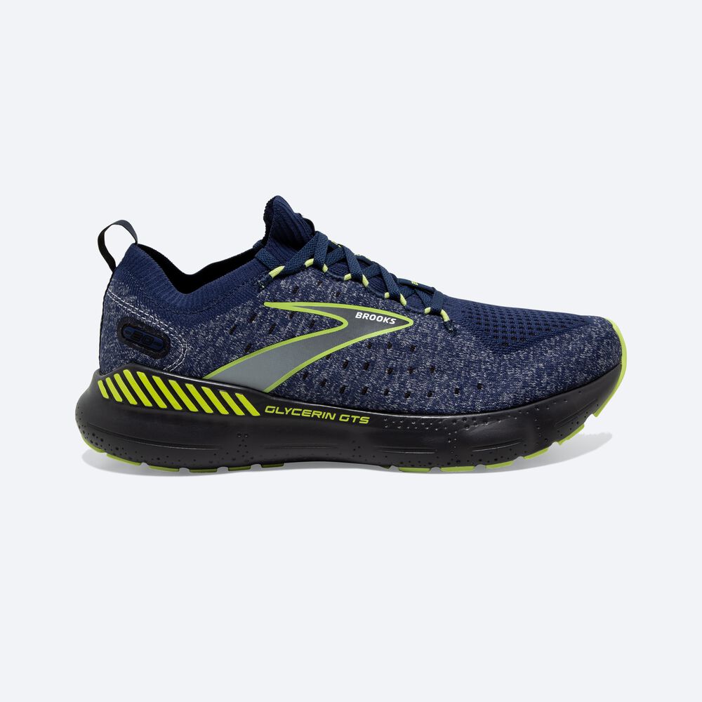 Zapatillas Running Brooks Glycerin StealthFit GTS 20 Hombre Azules/Verde Claro | CR20861