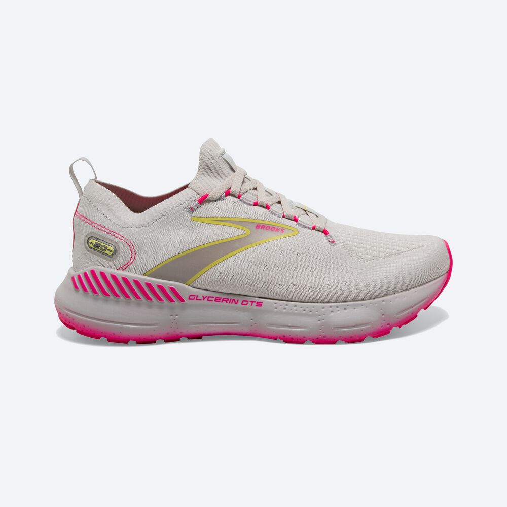 Zapatillas Running Brooks Glycerin StealthFit GTS 20 Mujer Gris/Amarillo/Rosas | CR41629