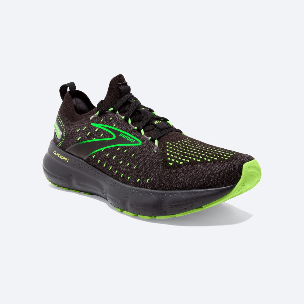 Zapatillas Running Brooks Glycerin StealthFit 20 Hombre Negras/Verde | CR62385