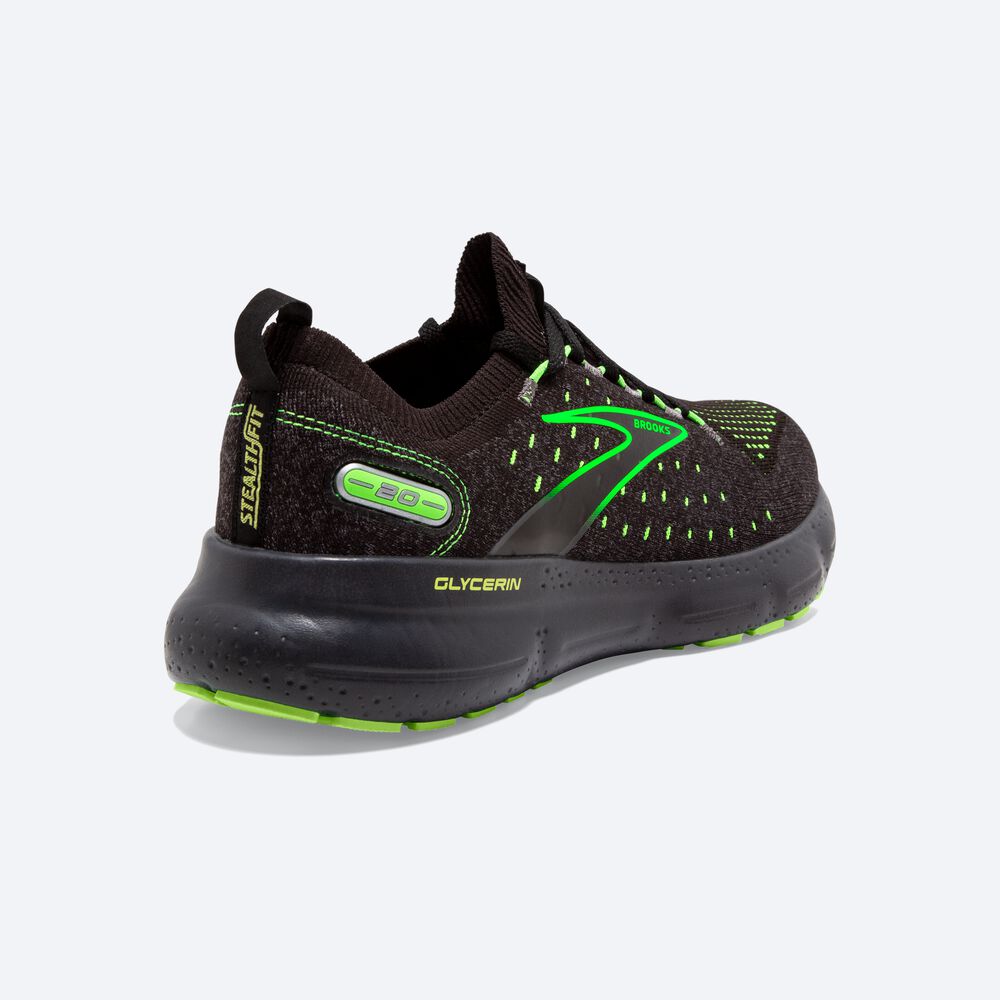 Zapatillas Running Brooks Glycerin StealthFit 20 Hombre Negras/Verde | CR62385