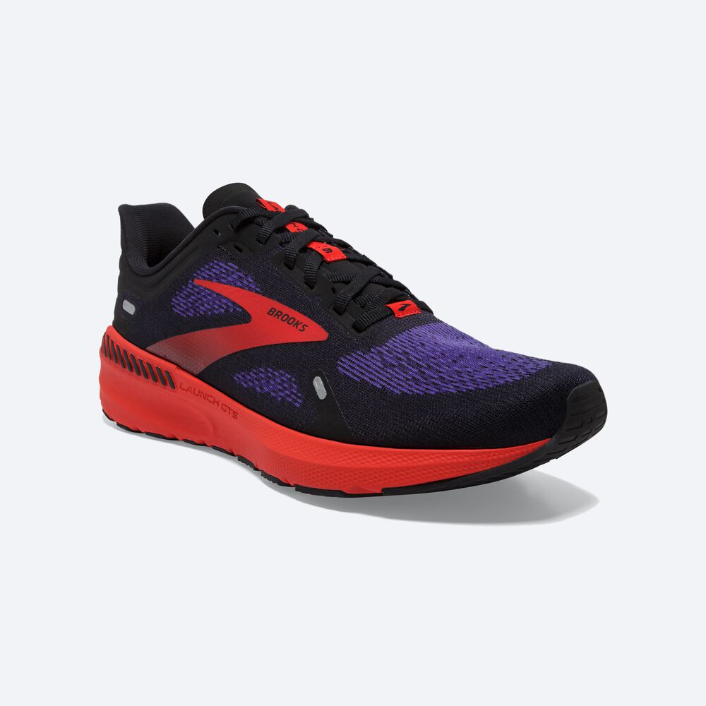 Zapatillas Running Brooks Launch GTS 9 Hombre Negras/Azules Oscuro/Rojas | CR70342