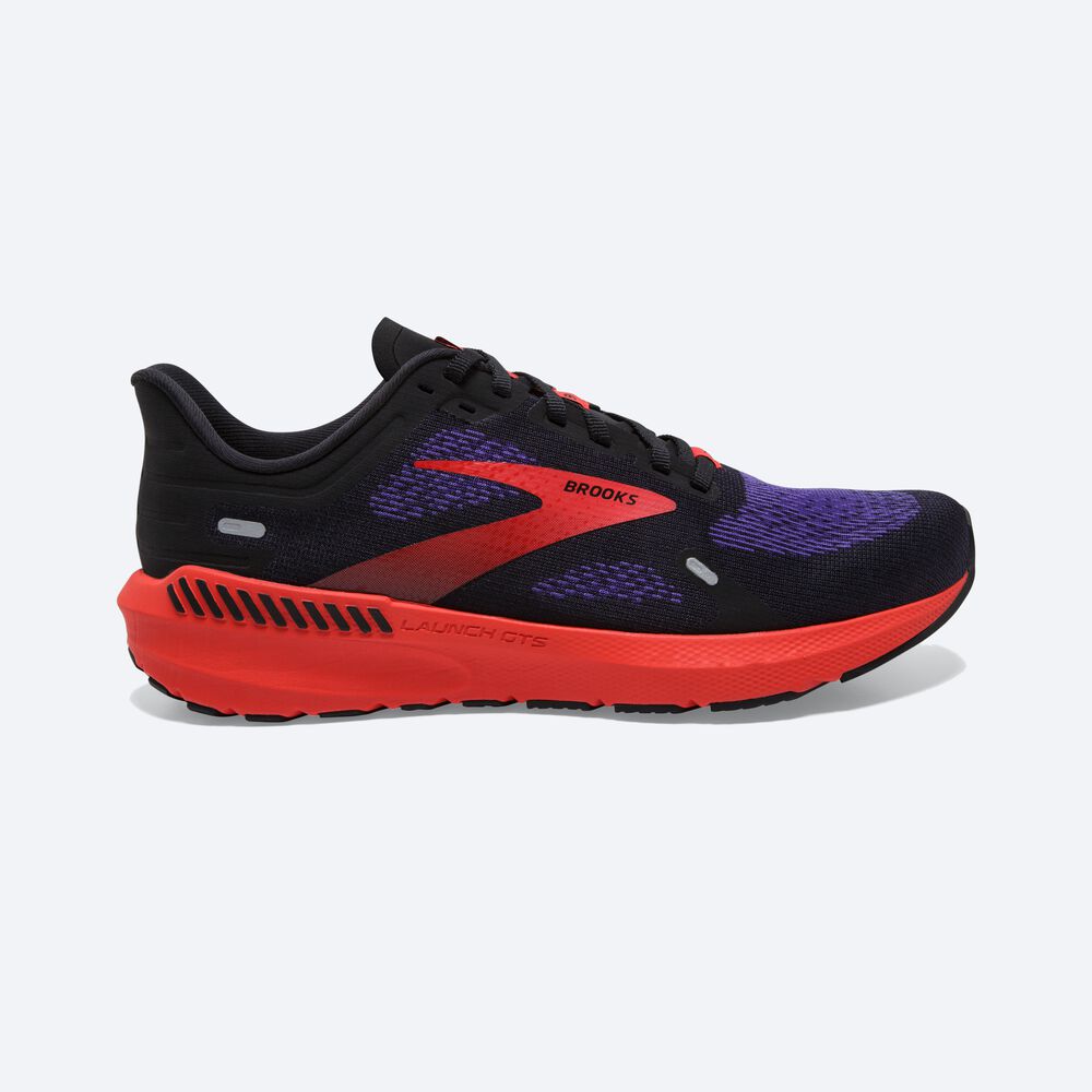 Zapatillas Running Brooks Launch GTS 9 Hombre Negras/Azules Oscuro/Rojas | CR70342