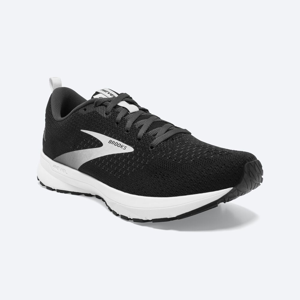 Zapatillas Running Brooks Revel 4 Hombre Negras/Plateadas | CR57168