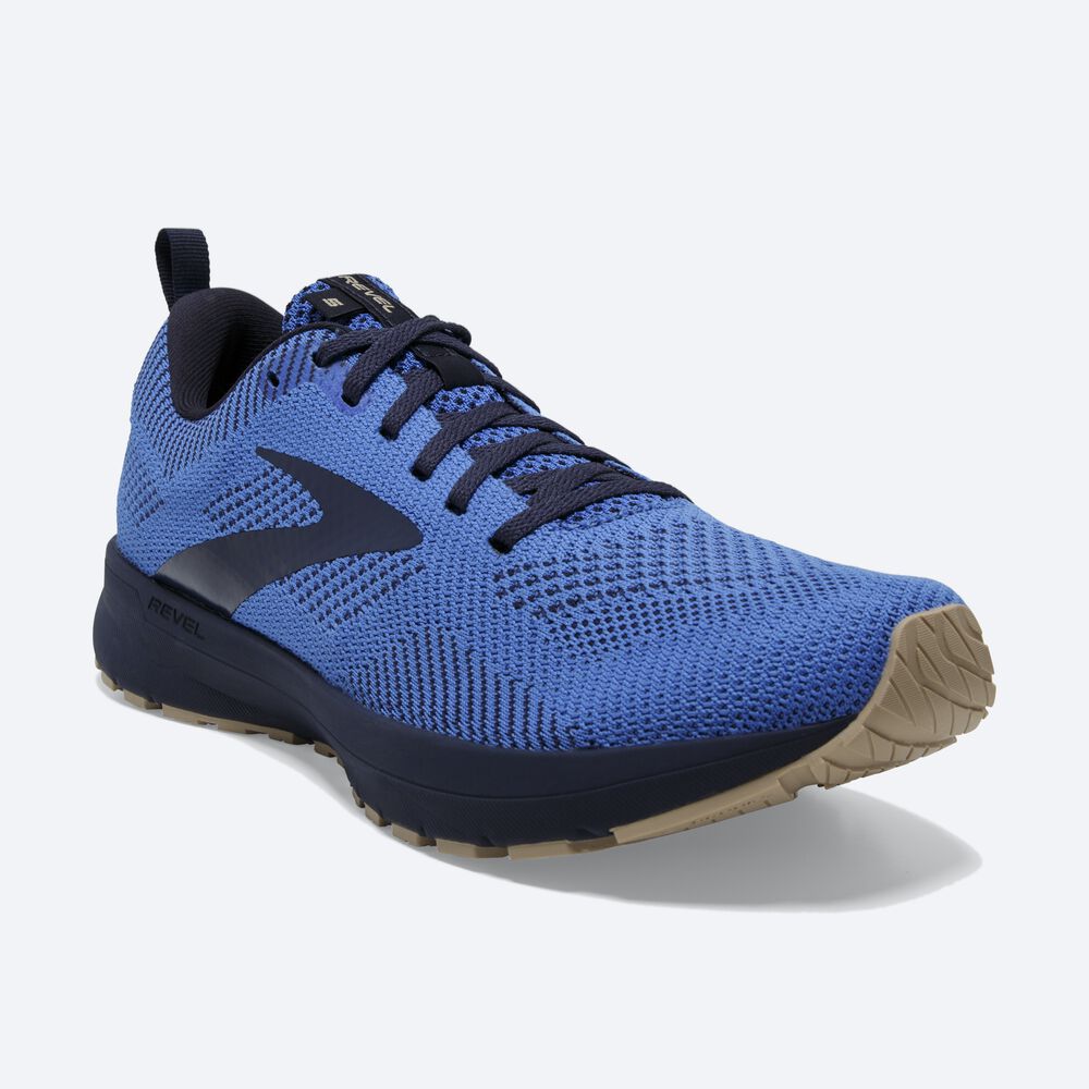 Zapatillas Running Brooks Revel 5 Hombre Azules/Azul Marino/Creme | CR34196