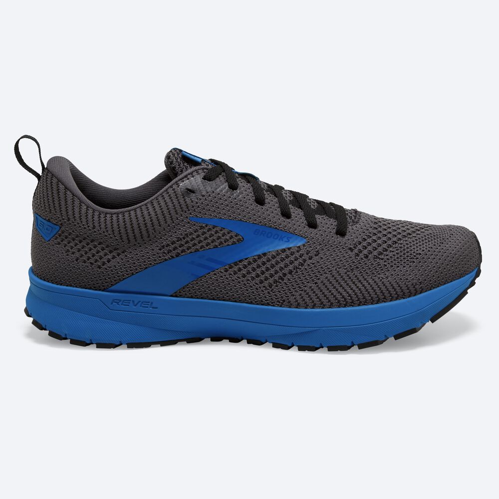 Zapatillas Running Brooks Revel 5 Hombre Negras/Gris/Azules | CR42709