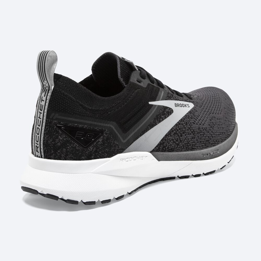 Zapatillas Running Brooks Ricochet 3 Hombre Negras/Blancas | CR98174