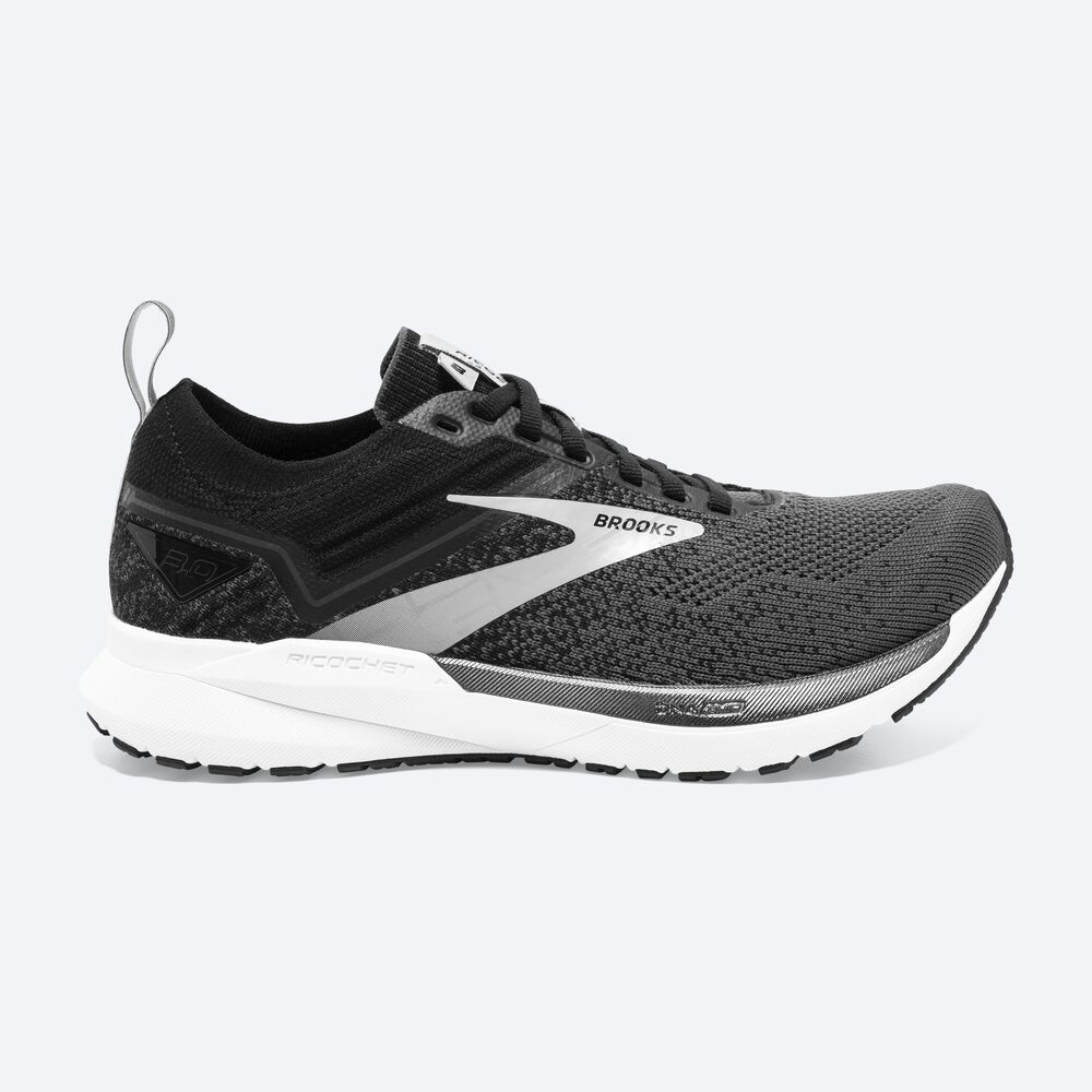 Zapatillas Running Brooks Ricochet 3 Hombre Negras/Blancas | CR98174