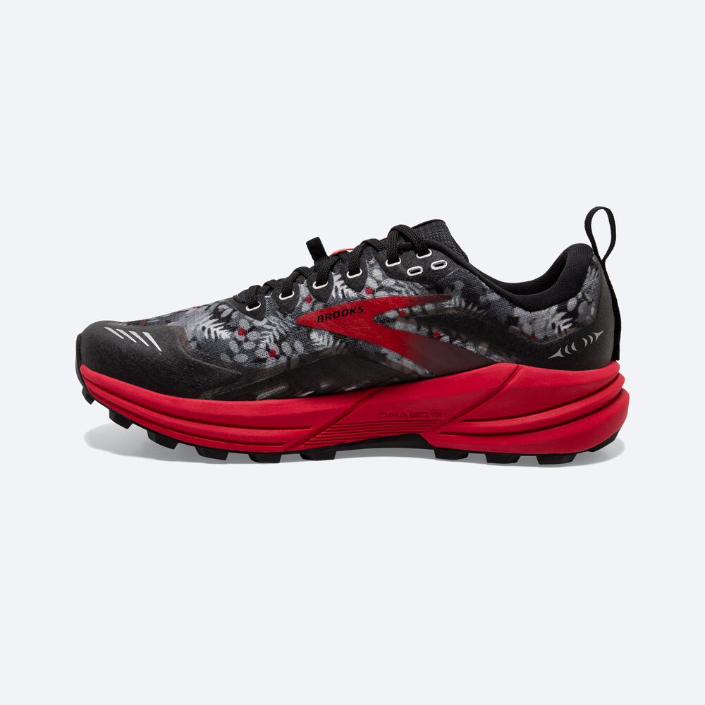 Zapatillas Trail Brooks Cascadia 16 Hombre Negras/Gris/Rojas | CR38415