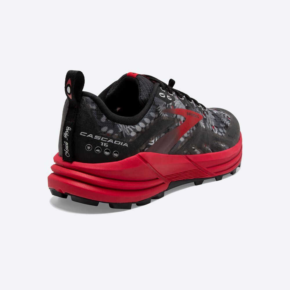 Zapatillas Trail Brooks Cascadia 16 Hombre Negras/Gris/Rojas | CR38415