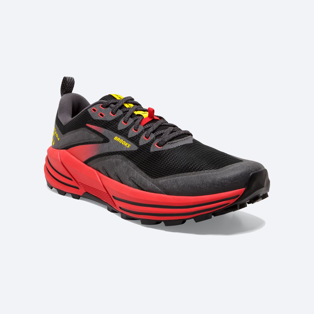 Zapatillas Trail Brooks Cascadia 16 Hombre Negras/Rojas/Amarillo | CR53428