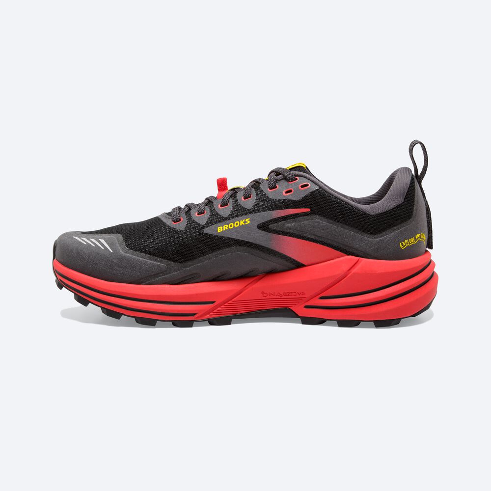 Zapatillas Trail Brooks Cascadia 16 Hombre Negras/Rojas/Amarillo | CR53428