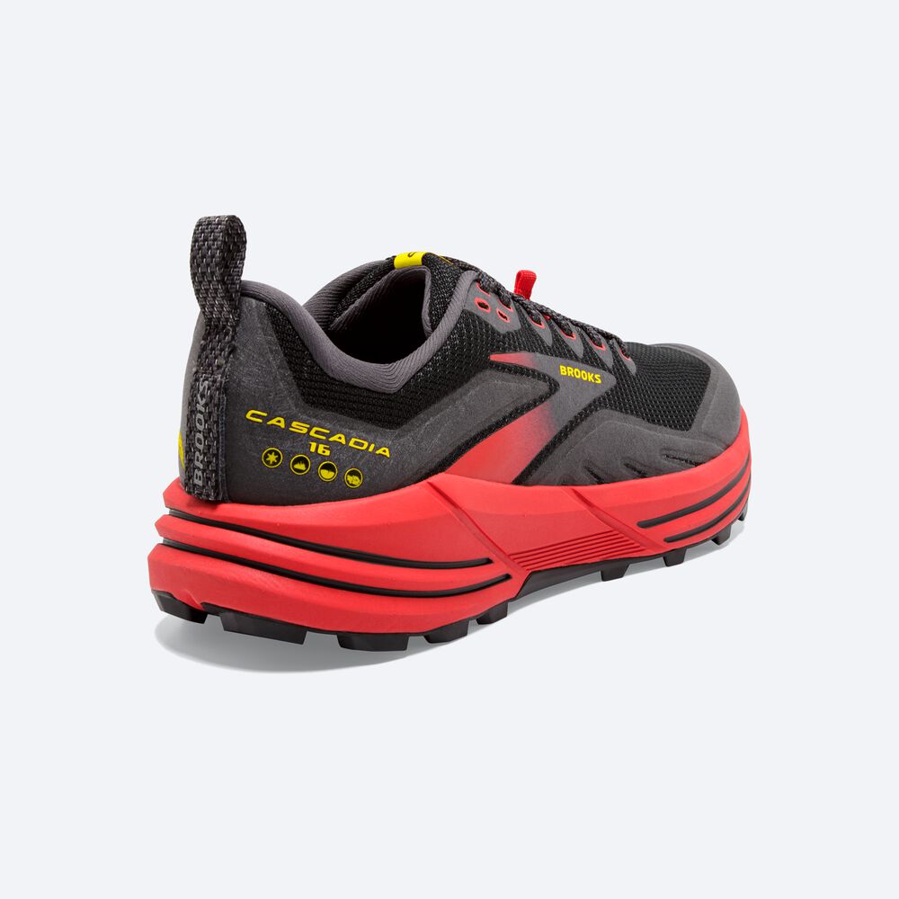 Zapatillas Trail Brooks Cascadia 16 Hombre Negras/Rojas/Amarillo | CR53428