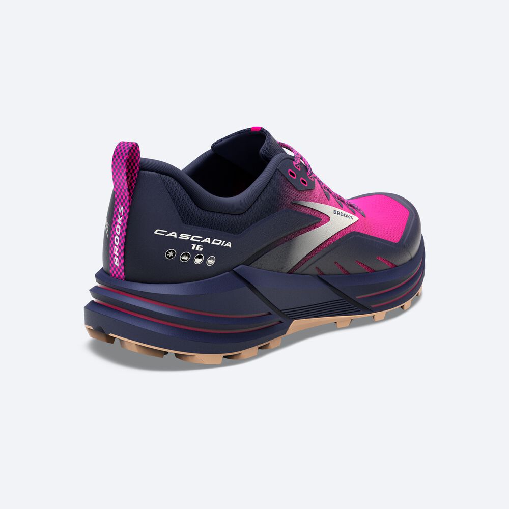 Zapatillas Trail Brooks Cascadia 16 Mujer Azul Marino/Rosas | CR18942