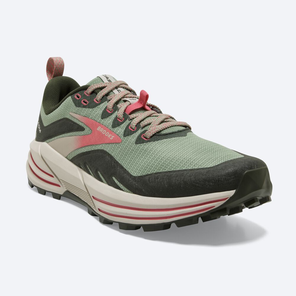 Zapatillas Trail Brooks Cascadia 16 Mujer Verde/Coral | CR62753