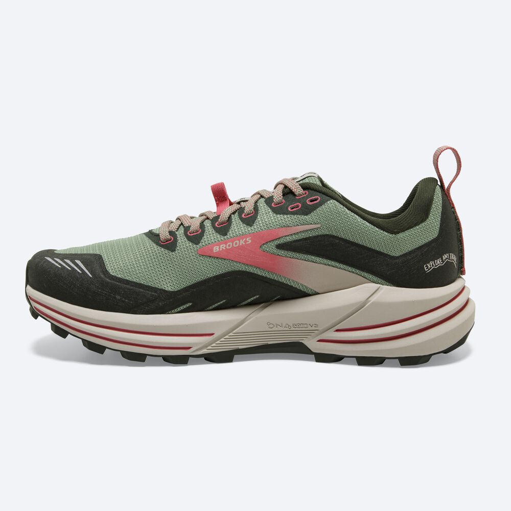 Zapatillas Trail Brooks Cascadia 16 Mujer Verde/Coral | CR62753