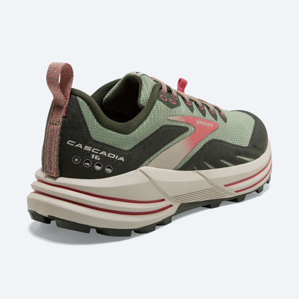 Zapatillas Trail Brooks Cascadia 16 Mujer Verde/Coral | CR62753