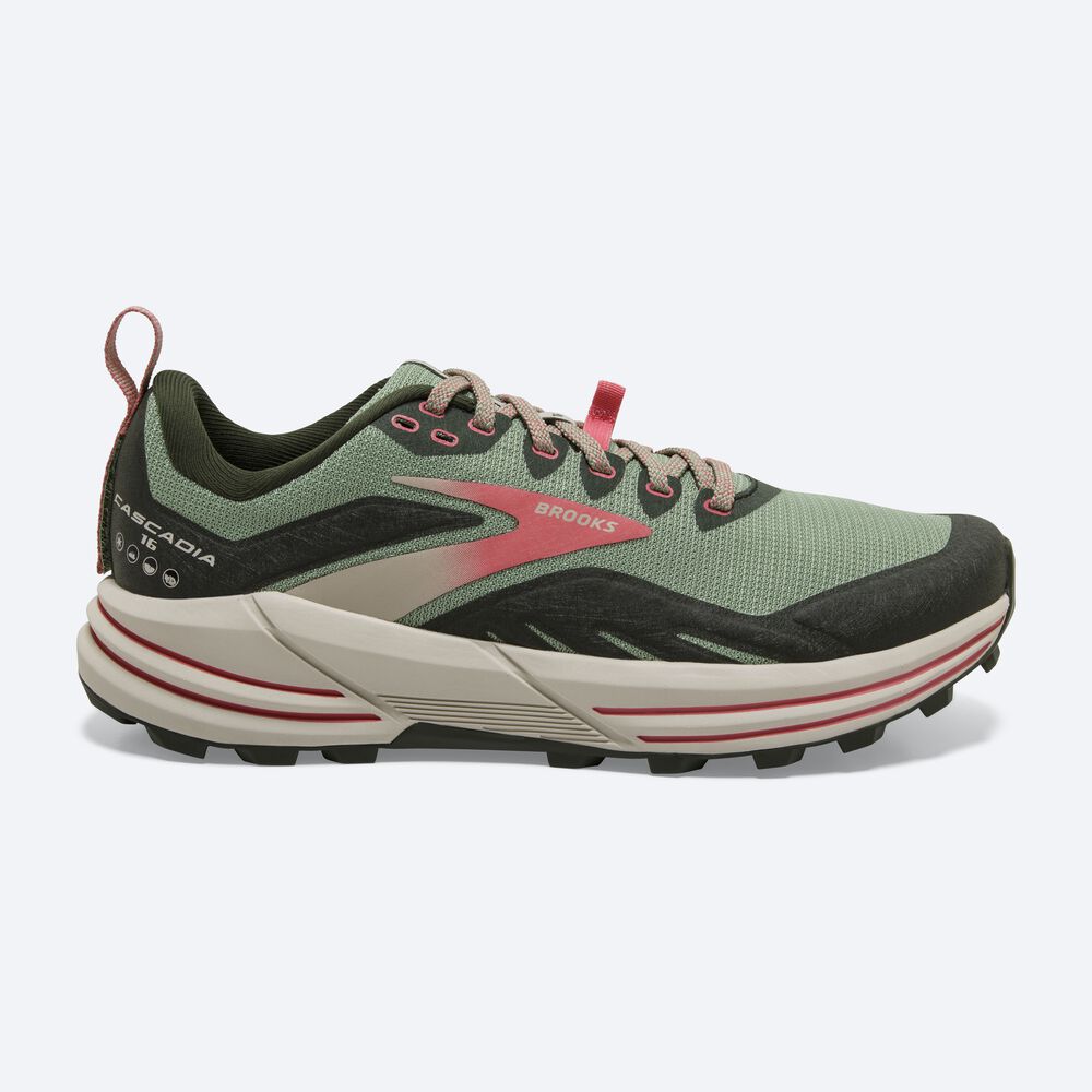 Zapatillas Trail Brooks Cascadia 16 Mujer Verde/Coral | CR62753