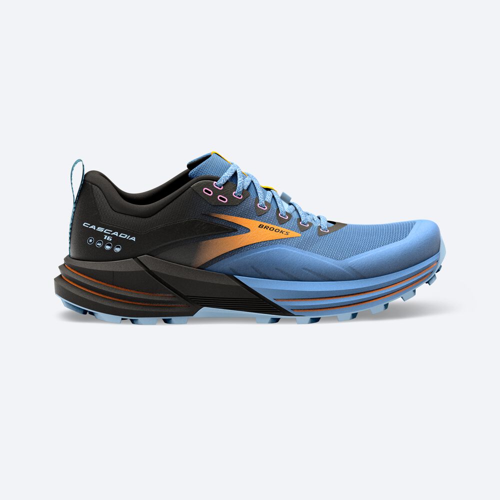 Zapatillas Trail Brooks Cascadia 16 Mujer Azules/Negras/Amarillo | CR97531