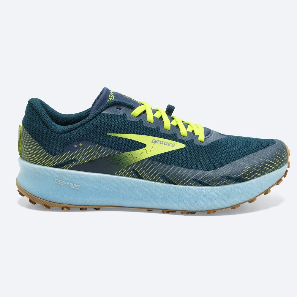 Zapatillas Trail Brooks Catamount Hombre Azules/Verde Claro | CR25193