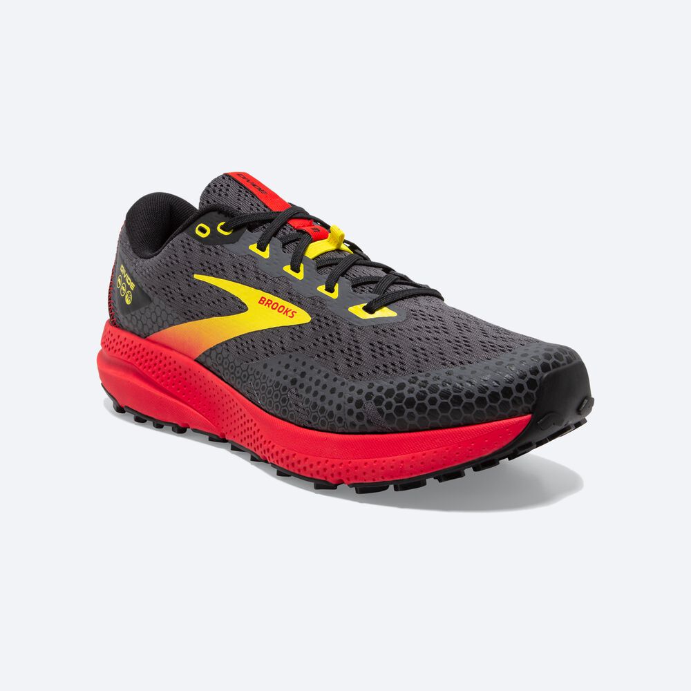 Zapatillas Trail Brooks Divide 3 Hombre Negras/Rojas/Amarillo | CR04231