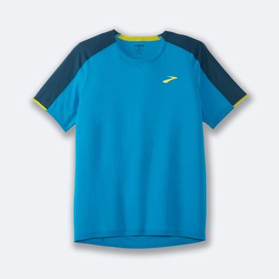 Camiseta Brooks Atmosphere Short Sleeve Hombre Azules/Verde Oscuro | CR54167