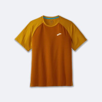 Camiseta Brooks Atmosphere Short Sleeve 2.0 Hombre Marrones/Amarillo | CR63540