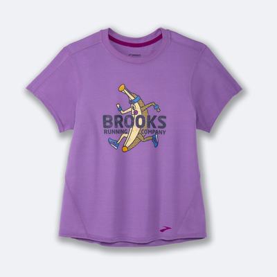 Camiseta Brooks Distance Estampadas Short Sleeve Mujer Moradas | CR01726