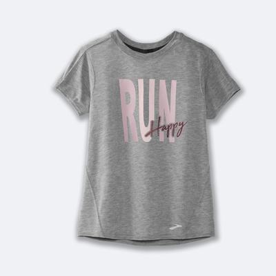 Camiseta Brooks Distance Estampadas Short Sleeve Mujer Gris | CR02758