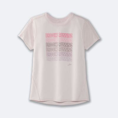 Camiseta Brooks Distance Estampadas Short Sleeve Mujer Rosas | CR03278